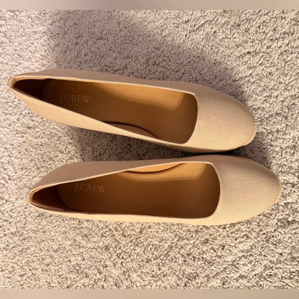 J. Crew Factory Tan Wedge Espadrilles Size 10 - Picture 5 of 9
